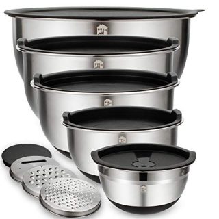 Wildone Stainless Steel Nesting Bowls with Airtight Lids