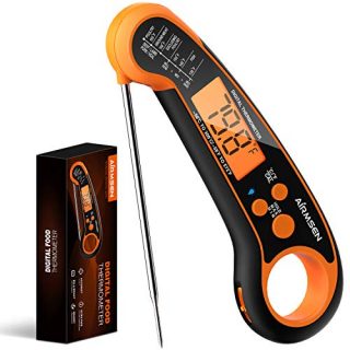 Airmsen Digital Instant Read Meat Thermometer for Grill and Cooking, Waterproof Ultra Fast Kitchen Food Thermometer with Backlight & Calibration for Oil Deep Fry BBQ Grill Smoker Thermometer