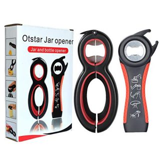 Otstar Premium All-in-one Jar and Bottle Opener Ideal for Seniors Arthritis Suffers and Weak Hands (Black)