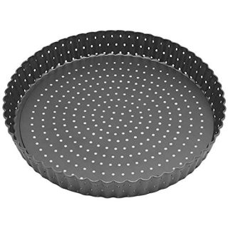 Tart Quiche Pan, 9.5 Inch Perforated Tart Pan with Removable Loose Bottom, Nonstick Round Fluted Tart Pan