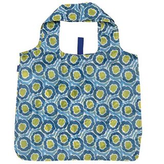 Reusable Grocery Bags for Shopping - Lana Blue Pattern Blu Bag - Machine Washable, Foldable, Packable Tote - Large Handles - Heavy Duty and Lightweight - Zippered Top Pouch - Rockflowerpaper