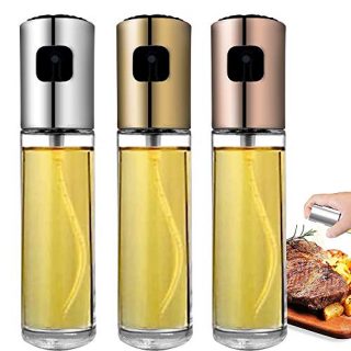 YOOUSOO Oil Sprayer Bottle Set for Cooking, 3 Pcs Food-Grade Grilling Olive Oil Glass Bottle 100ml for Cooking, Bread Baking, BBQ and Kitchen