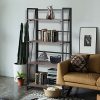 Coavas Folding Bookshelf Home Office, Industrial Bookcase - Image 4