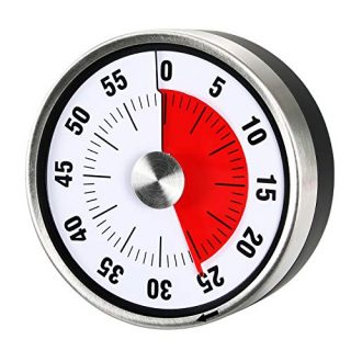 AIMILAR Magnetic Mechanical Kitchen Timer - 60 Minute Visual Countdown Timer with Loud Alarm for Kids and Adults Baking Cooking Steaming Barbecue (Black)