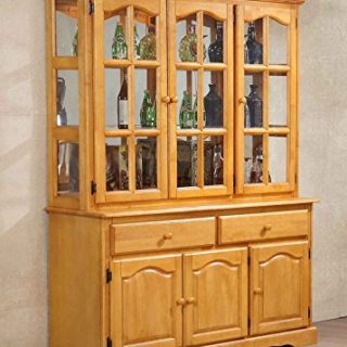 Sunset Trading Treasure Buffet and Lighted Hutch, China Cabinet, Oak