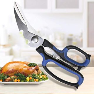 Latest 2020 Heavy Duty Kitchen Shears with Unique Curve Blade, No Rust Cooking Knives Multi-purpose Scissors for Turkey Poultry Chicken Meat Bone Nuts Cardboard