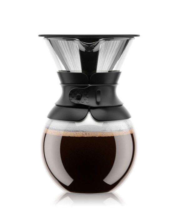 Bodum Pour Over Coffee Maker with Permanent Filter, 1 Liter, 34 Ounce, Black Band