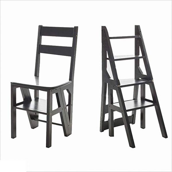 Step Stool Solid Wood Folding Ladder Chair Dual Purpose Step Stool 4 Step Ladder Rack Chair Multi-Convertible Stair Stool Home Kitchen Garden Library