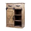 Wood Accent Cabinet with 1 Door and 3 Shelves - Farmhouse Sideboard Buffet Storage Cabinet for Kitchen,Barnwood Brown