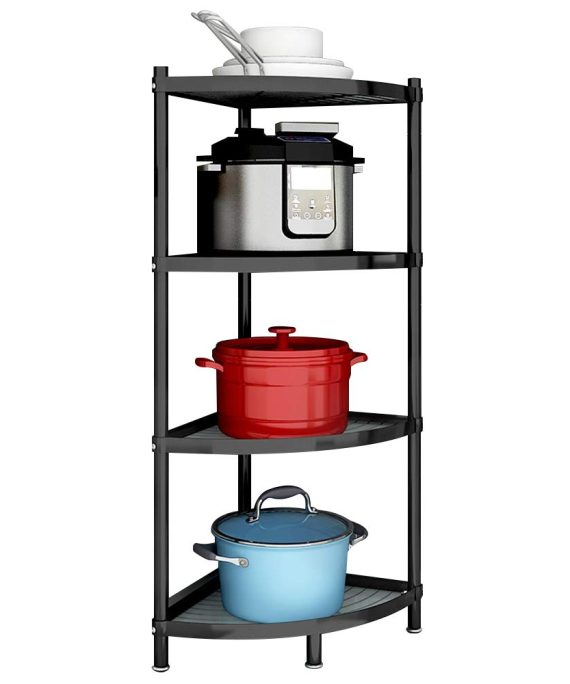 MAN KEN 4-Tier Kitchen pot rack,Cookware Stand Storage Organizer Multi-layer Corner Shelf Stainless Steel Shelves Shelf Holder