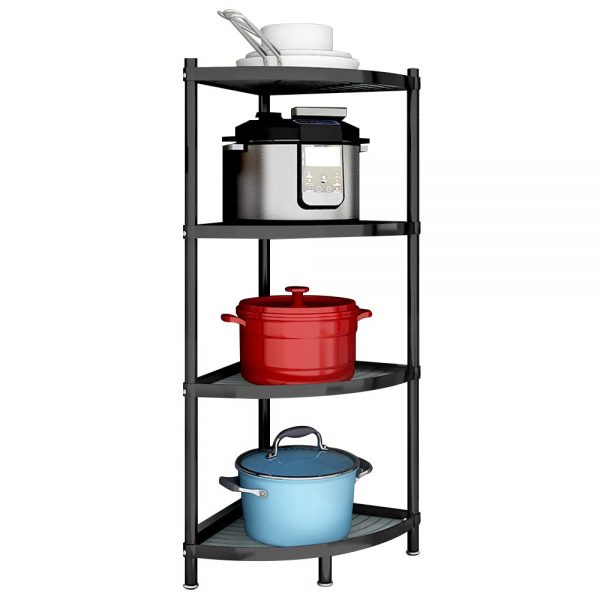 MAN KEN 4-Tier Kitchen pot rack,Cookware Stand Storage Organizer Multi-layer Corner Shelf Stainless Steel Shelves Shelf Holder