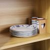 FIGULARK 8 Inch Stoneware Plate Set of 6 Blue Flower & White Ceramics - Image 6