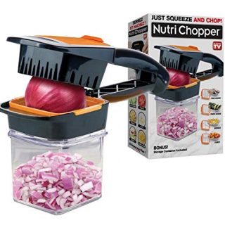 Nutrichopper with Fresh-keeping container - Chops, Slices, Cubes, Wedges – Multi-purpose Food Chopper with Stainless Steel Blades As Seen On TV