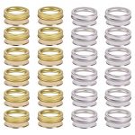 QUECAOCF 24 Pack Mason Canning Lids (Gold and Silver), 70mm Regular Mouth Canning Bands and Lids, Kitchen Airtight Reusable Jar Lids for Ball, Mason Can Jar Lids