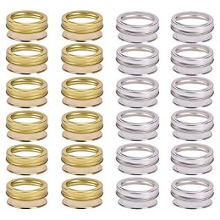 QUECAOCF 24 Pack Mason Canning Lids (Gold and Silver), 70mm Regular Mouth Canning Bands and Lids, Kitchen Airtight Reusable Jar Lids for Ball, Mason Can Jar Lids