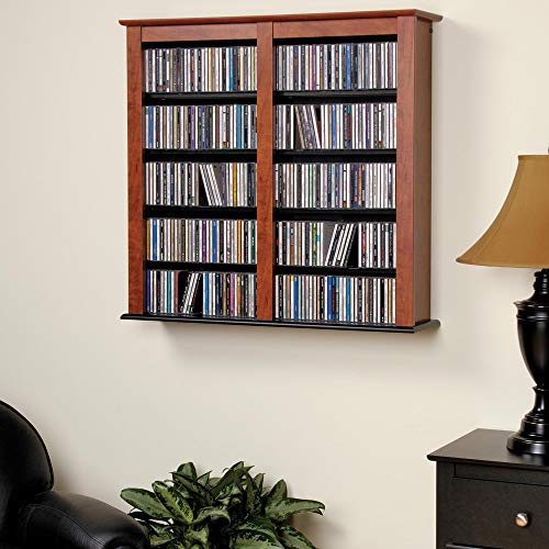 Prepac Double Wall Mounted Storage Cabinet, Cherry and Black