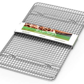 Spring Chef 100% Heavy Duty Stainless Steel Baking Rack & Cooling Rack, Oven Safe, 10x15 Inches Set of 2, Fits Jelly Roll Pan