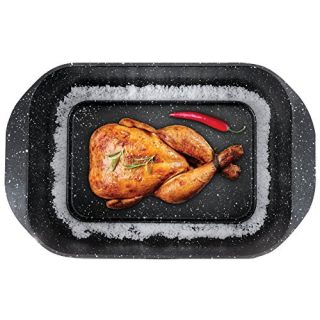 The Multi Roaster Roasting Pan with Innovative Salt Canal and Black Marble Stone