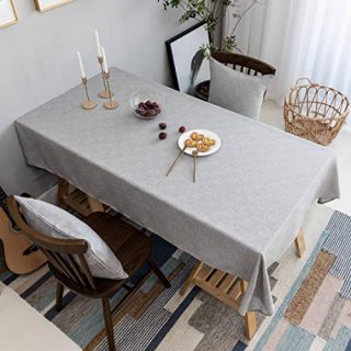 Home Brilliant Grey Tablecloth Solid Farmhouse Checker Table Covers for Party Kitchen Indoor Outdoor Table Clothes for Dining Table, 52x86 inch, Light Gray