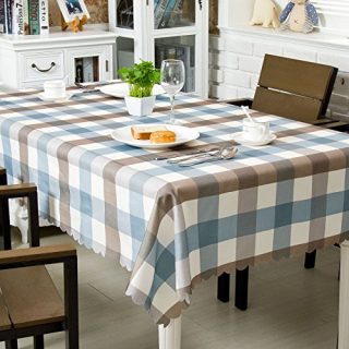 OstepDecor Water Resistant Tablecloth, Table Cloths Rectangle, Polyester Decorative Table Top Cover for Kitchen Dining Room End Table, Rectangle/Oblong, 52 x 70 Inches, 4-6 Seats, Blue