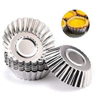 30PCS Egg Tart Molds Silver Aluminum Tart Pan Reusable Cupcake Tart Egg Mini Muffin Pan Cookie Molds for Baking and Kitchen Baking Tools