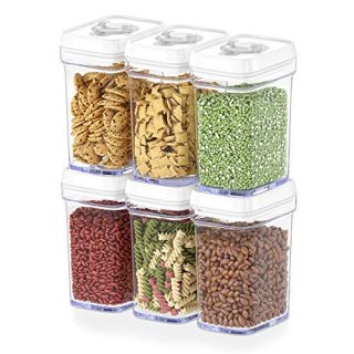 DWËLLZA KITCHEN Airtight Food Storage Containers with Lids Airtight – 6 Piece Set/All Same Size - Medium Air Tight Snacks Pantry & Kitchen Container - Clear Plastic BPA-Free - Keeps Food Fresh & Dry
