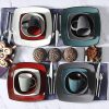 Gibson Soho Lounge 16-Piece, Square Reactive Glaze Dinnerware Set - Image 6