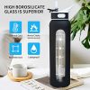 Glass Water Bottle with 32 OZ Straw & Wide Mouth & Black Silicone Sleeve - Image 7