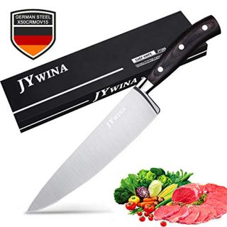 Pro Kitchen Knife 8 Inch Chef's Knife German High Carbon Stainless Steel Knife with Ergonomic wood Handle, Ultra Sharp, Top Kitchen Knife for Home and Restaurant
