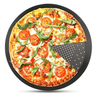 Pizza Thick Pan, 9 Inch Segarty Cheese Aluminum Steel Baking Plates Tray Bakeware with Holes Perforated Round Scratch Resistant, for Home Kitchen