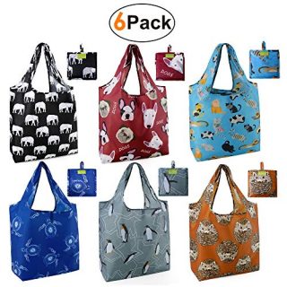 Grocery Bags Reusable Foldable 6 Pack Shopping Bags