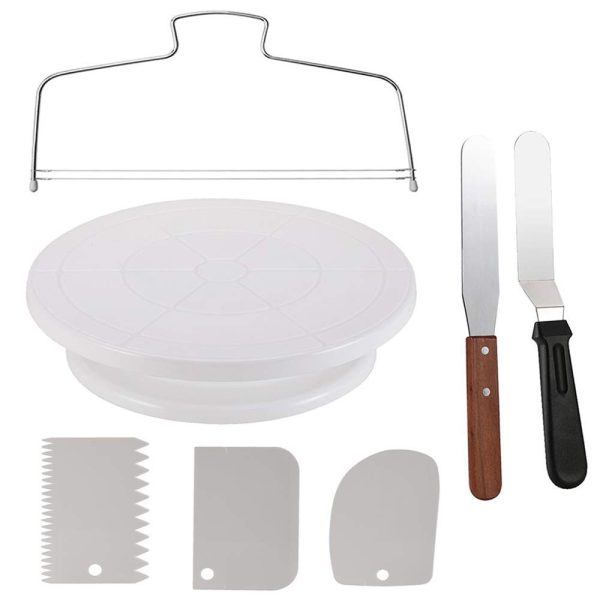 Miecux Cake Decorating Turntable,Cake Decorating Supplies with Decorating Comb/Icing Smoother(3pcs),2 Icing Spatula with Sided & Angled …