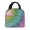 Luxury Rainbow Glitter Lunch Bag For Women Girls Kids Insulated Picnic Pouch Thermal Cooler Tote Bento Large Meal Prep Cute Bag Big Leakproof Soft Bags For Lunch Box, Camping, Travel, Fishing