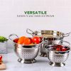 Ovente Stainless Steel Deep Colander 3 Piece Kitchen Strainer Set - Image 3