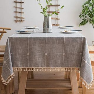 Pahajim Linen Rectangle Tablecloth Table Cloth Heavy Weight Cotton Linen Dust-Proof Table Cover for Party Table Cover Kitchen Dinning (Gray, Square,55 x 55 Inch)