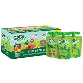 GoGo squeeZ Applesauce, Variety Pack (Apple/Banana/Strawberry), 3.2 Ounce (20 Pouches), Gluten Free, Vegan Friendly, Unsweetened, Recloseable, BPA Free Pouches