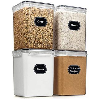 Large Food Storage Containers Cereal Container, Blingco Airtight Tall Dry Food Storage Containers Set of 4 (5.2L /175oz) for Flour, Sugar, Baking Supplies, Kitchen & Pantry Storage Container with Lids