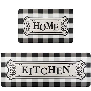 Homcomoda Anti Fatigue Kitchen Rugs and mats Set 2 Piece Latex Cushioned Heavy Duty Standing Mats Runner Rug Easy to Clean Floor Mat Doormats Indoor/Outdoor (17” x 28” + 17” x 47”)
