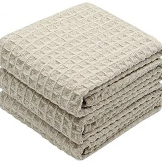 VeraSong Waffle Weave Kitchen Towels Thick Microfiber Dish Drying Towels Absorbent Tea Towels Hand Towel Lint Free 16Inch x 24Inch 3 Pack Khaki