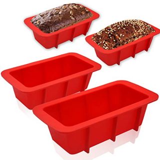 Walfos Mini Silicone Loaf Pan Set - 4 Pieces Non-Stick Silicone Bread Loaf Pan, Just PoP Out! Perfect for Bread, Cake, Brownies, Meatloaf, BPA Free & Dishwasher Safe