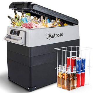 AstroAI 12 Volt Refrigerator 58 Quart Portable Freezer Car Refrigerator 55L(-4℉~68℉) with 12/24V DC and 110V AC, Compressor Refrigerator for Car, RV, Truck, Van, Camping and Home