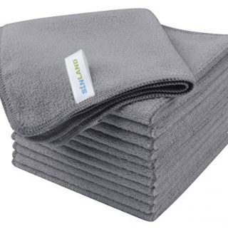 Sinland Microfiber Rag Absorbent Cleaning Cloth Kitchen Dish Cloth Streak Free Dish Rags Glass Cloths 12inchx12inch 12 Pack Grey