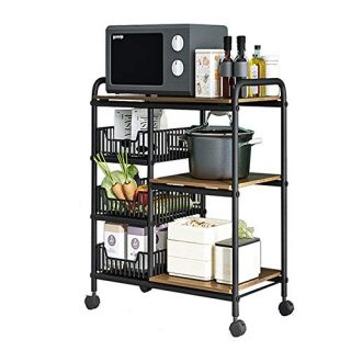 Microwave Cart Stand 33.5", Kitchen Utility Storage 3-Tier+3-Tier Table for Spice Rack Organizer Workstation