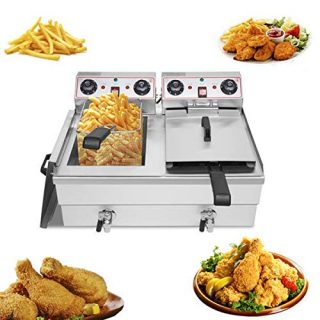 Deep Fryer, 24.9QT/ 23.6L 3400W MAX Stainless Steel Electric Deep Fryer with Basket, Countertop Fryer Commercial Deep Fryer for Chicken Chips Fries French Fries Restaurant Home Kitchen