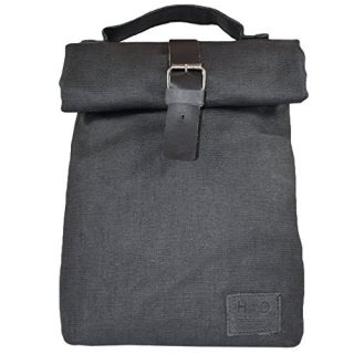 Hide & Drink, Waxed Canvas Insulated Reusable Lunch Bag with Grip, Durable, Portable Lunch Box for Office, School, Picnic, Travel & Commute, Handmade Includes 101 Year Warranty :: Charcoal Black
