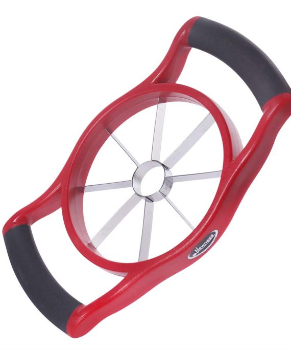 Newness Apple Slicer, Premium Large Size Apple & Pear Slicer Corer, 8-Slice Heavy Duty Stainless Steel Kitchen Fruit Tool with Sharp Blade for Corer, Cutter, Divider, Red