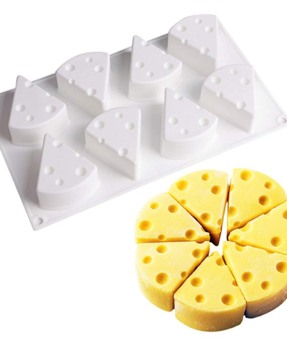 3D Cheese Shape Silicone Mousse Mold for Baking Cake Candy/French Dessert/Pastry/Chocolate Mold/ 8-Cavity Non stick (Middle 73ml)