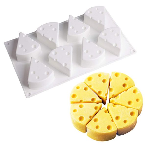 3D Cheese Shape Silicone Mousse Mold for Baking Cake Candy/French Dessert/Pastry/Chocolate Mold/ 8-Cavity Non stick (Middle 73ml)
