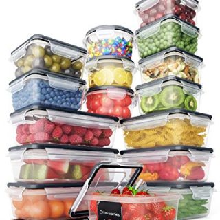 Food Storage Containers Set - Airtight Plastic Containers with Easy Snap Lids (16 Pack) - Leak Proof Kitchen & Pantry Organization - BPA-Free - 16 Chalkboard Labels & Marker - Chef’s Path