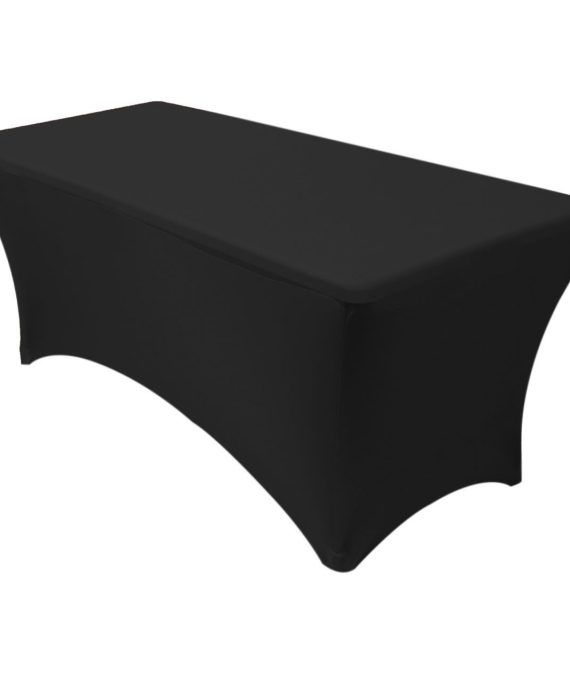 Red Spot Pro Rectangular Stretch Tablecloth Pick from Sizes 4ft, 6ft, 8ft (Black)-Spandex Tight Fit Table Cover for Parties, Trade Shows, Djs, Weddings and Events of All Kinds. (8 Foot)